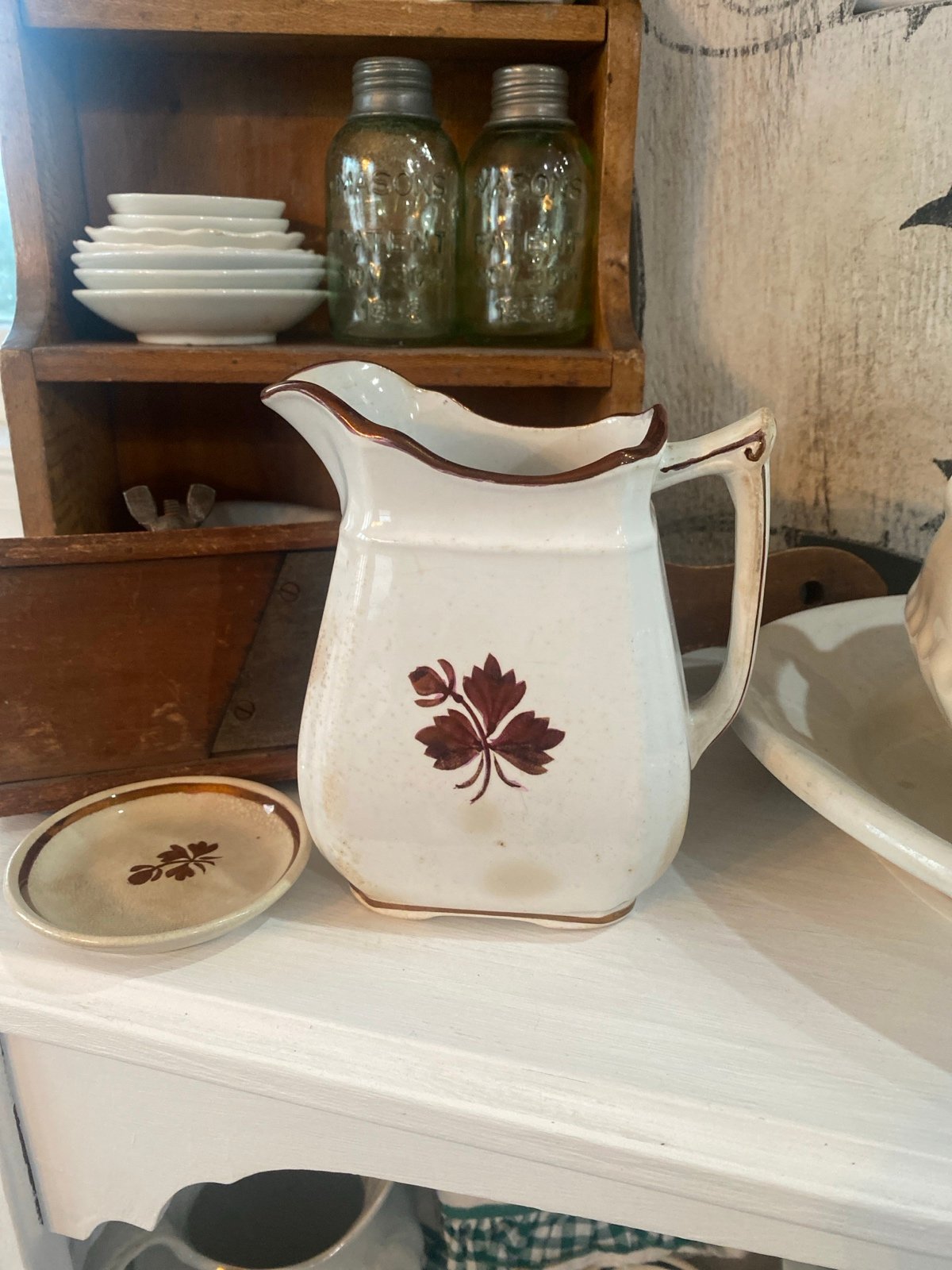 Alfred Meakin Ironstone Pitcher and Stained Butter Pat