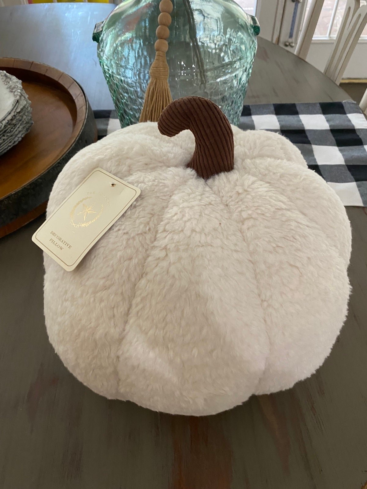 The Prairie by Rachel Ashwell Ivory Sherpa Pumpkin shaped Pillow - so soft!