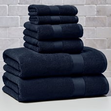 Signature Soft 6 Piece Solid Towel Set, Blue Admiral-gfd6