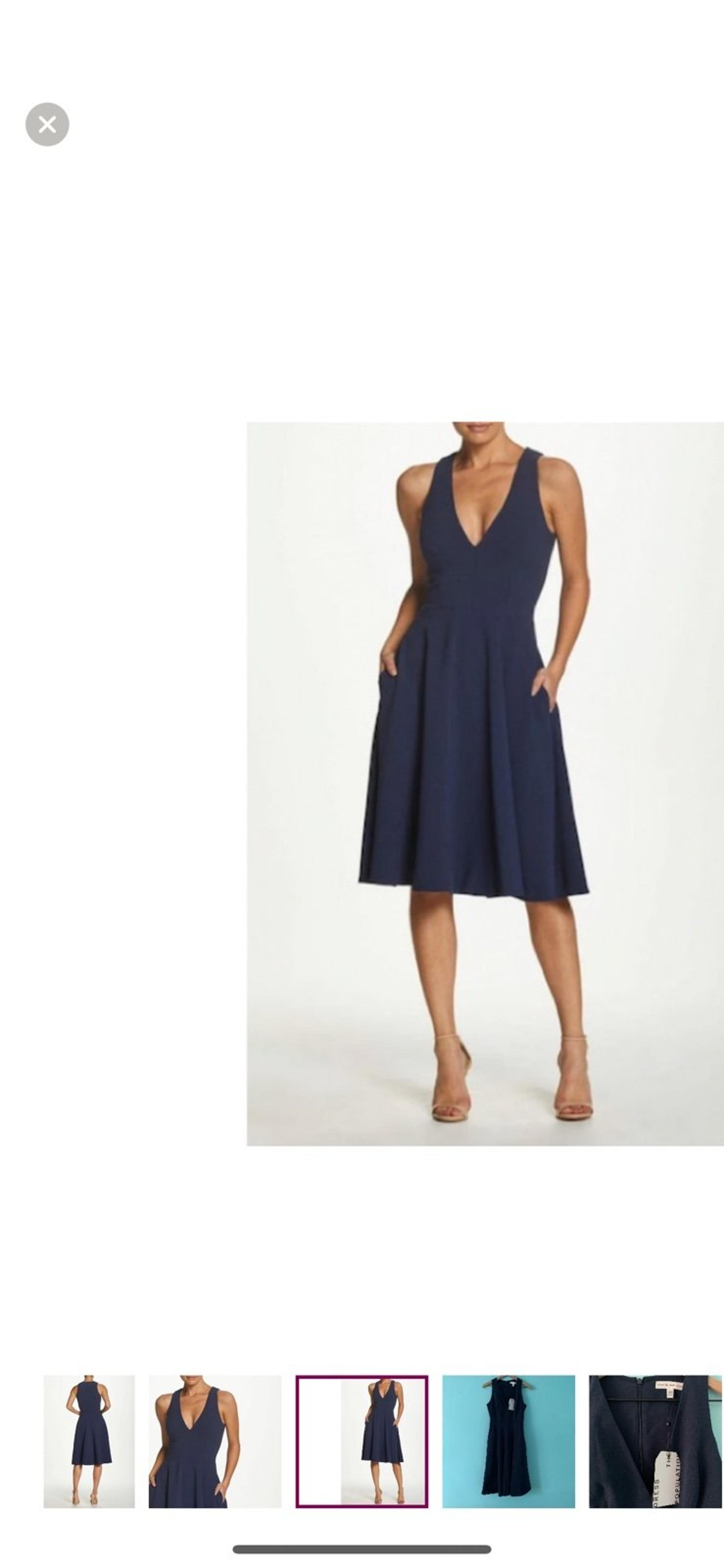 Dress The Population Catalina Fit & Flare Sleeveless Pocket Blue Dress S Party