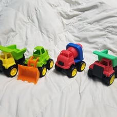 Red Green Yellow Dump Trucks Front Loader Cement Mixer Vehicle Set
