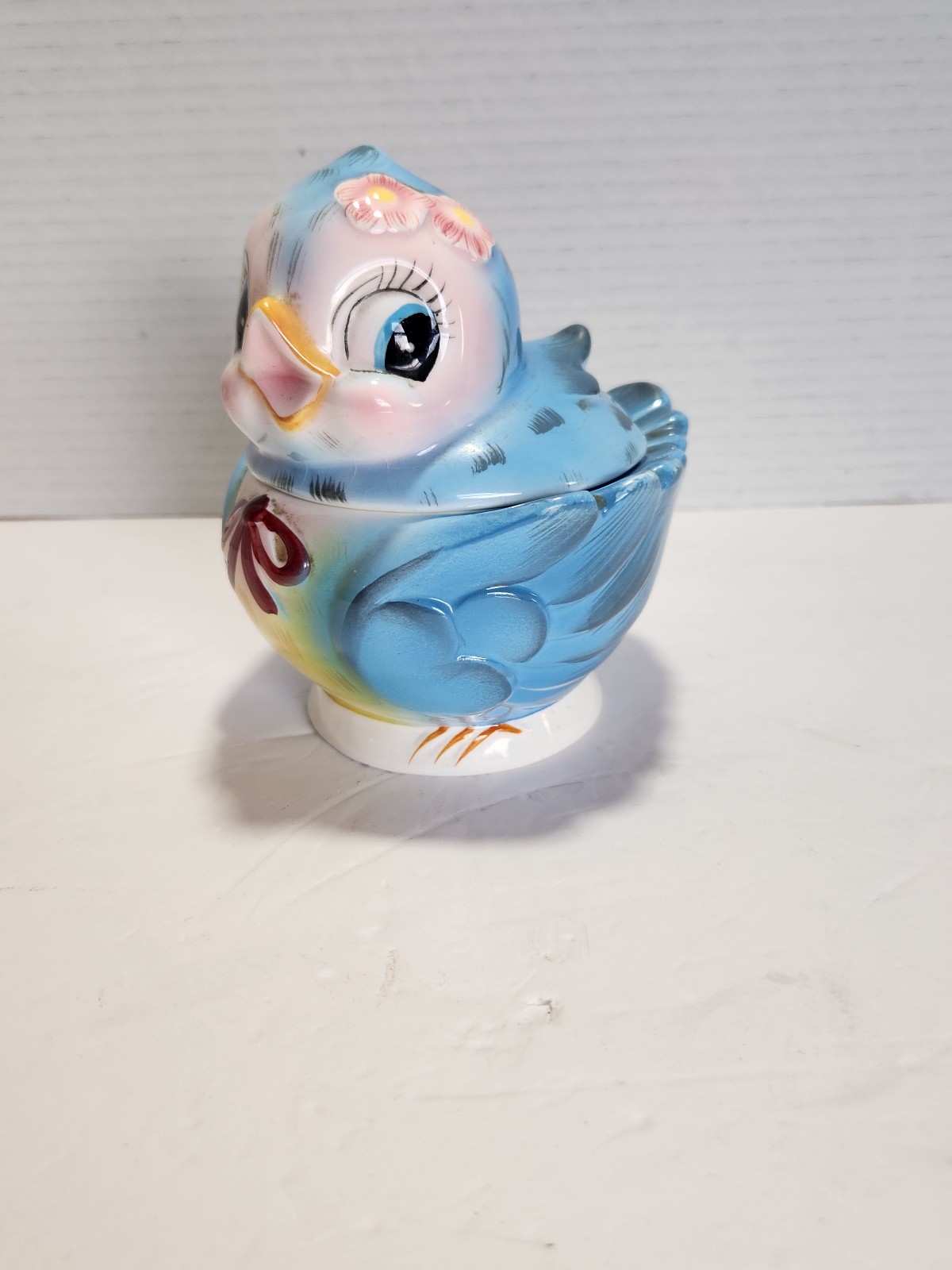 Antique Lefton ceramic 436 blue bird sugar bowl