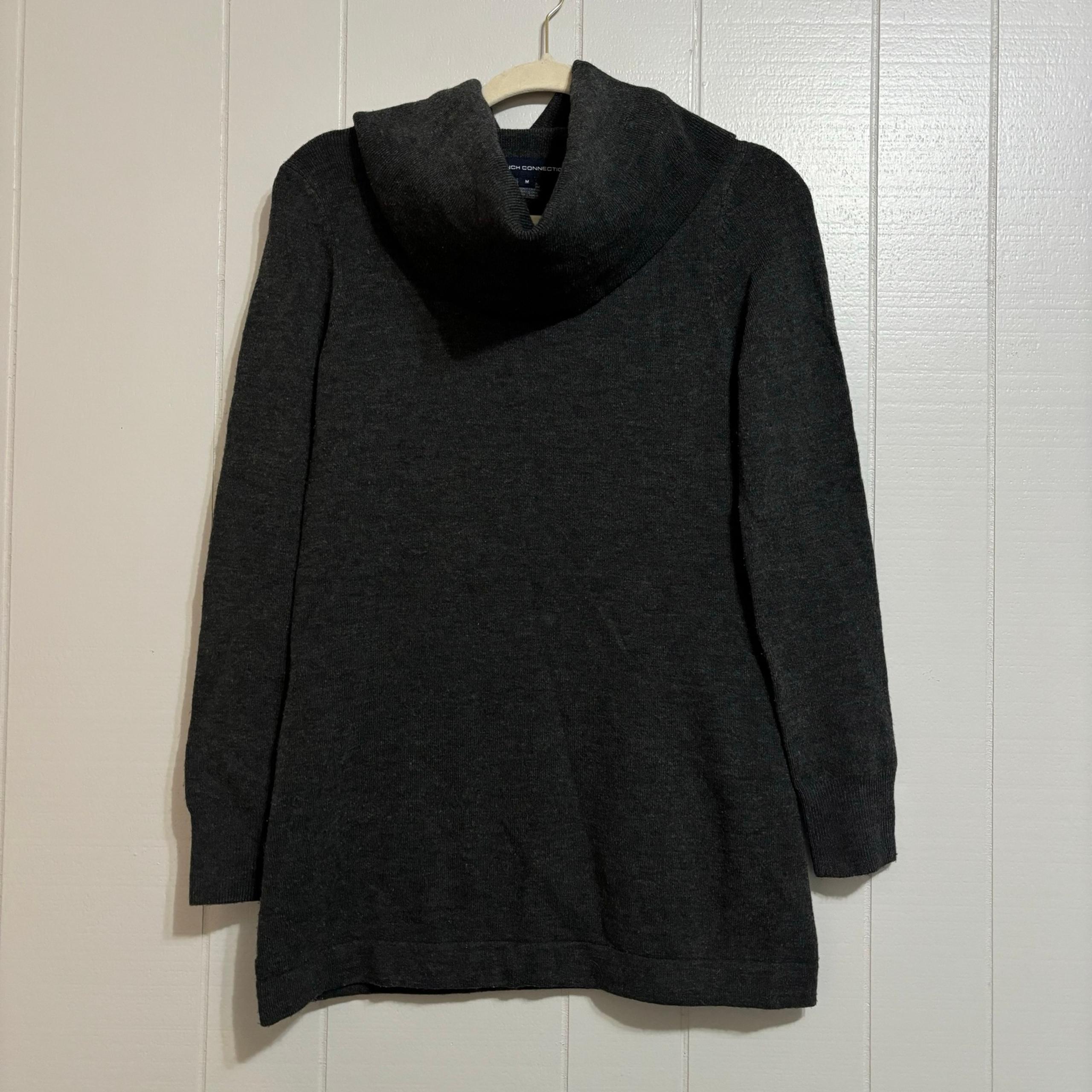 Women's Dark Gray French Connection Long Sleeve Step Hem Turtleneck Sweater Top