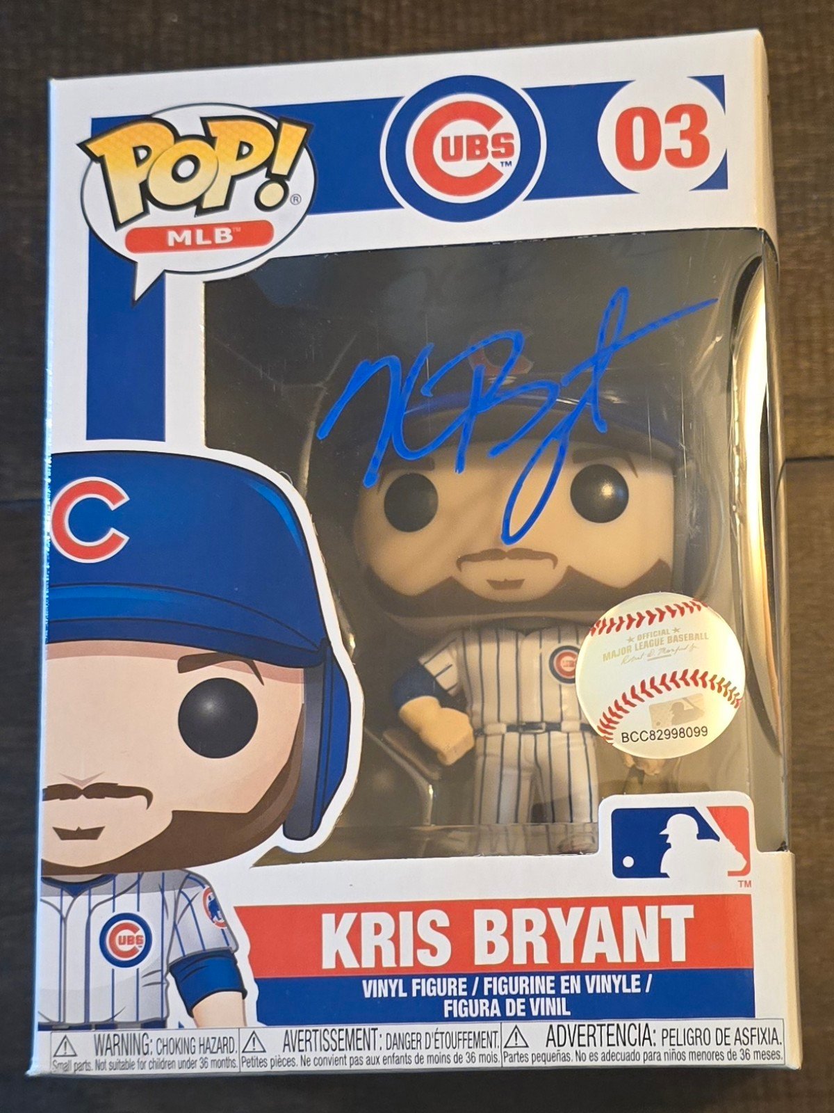 Kris Bryant signed Chicago Cubs MLB Funko Pop #03. Comes with JSA Authentication