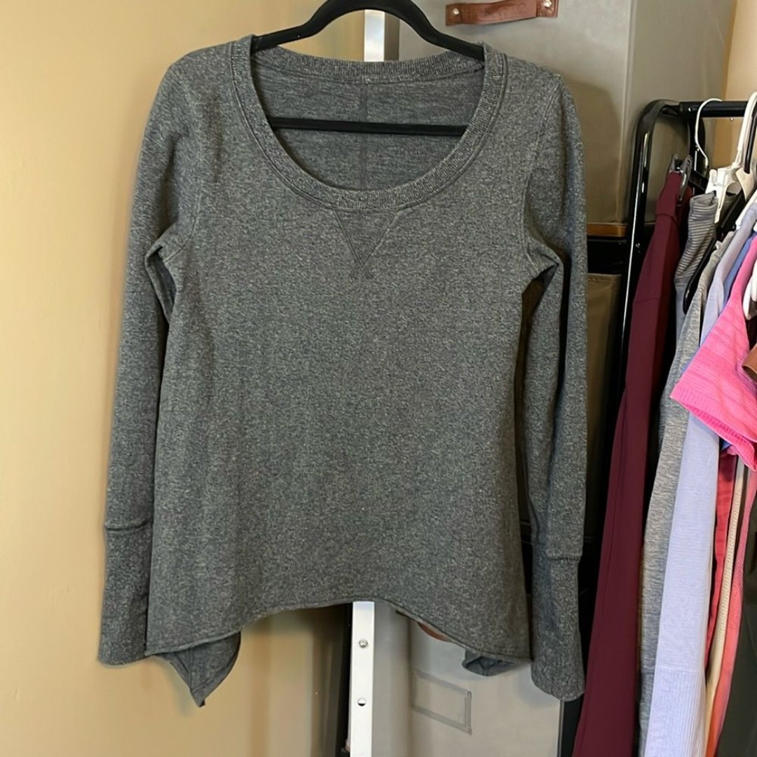 Lululemon Tea Lounge Pullover ~sz 6-8 Heathered Coal Stretch French Terry 732