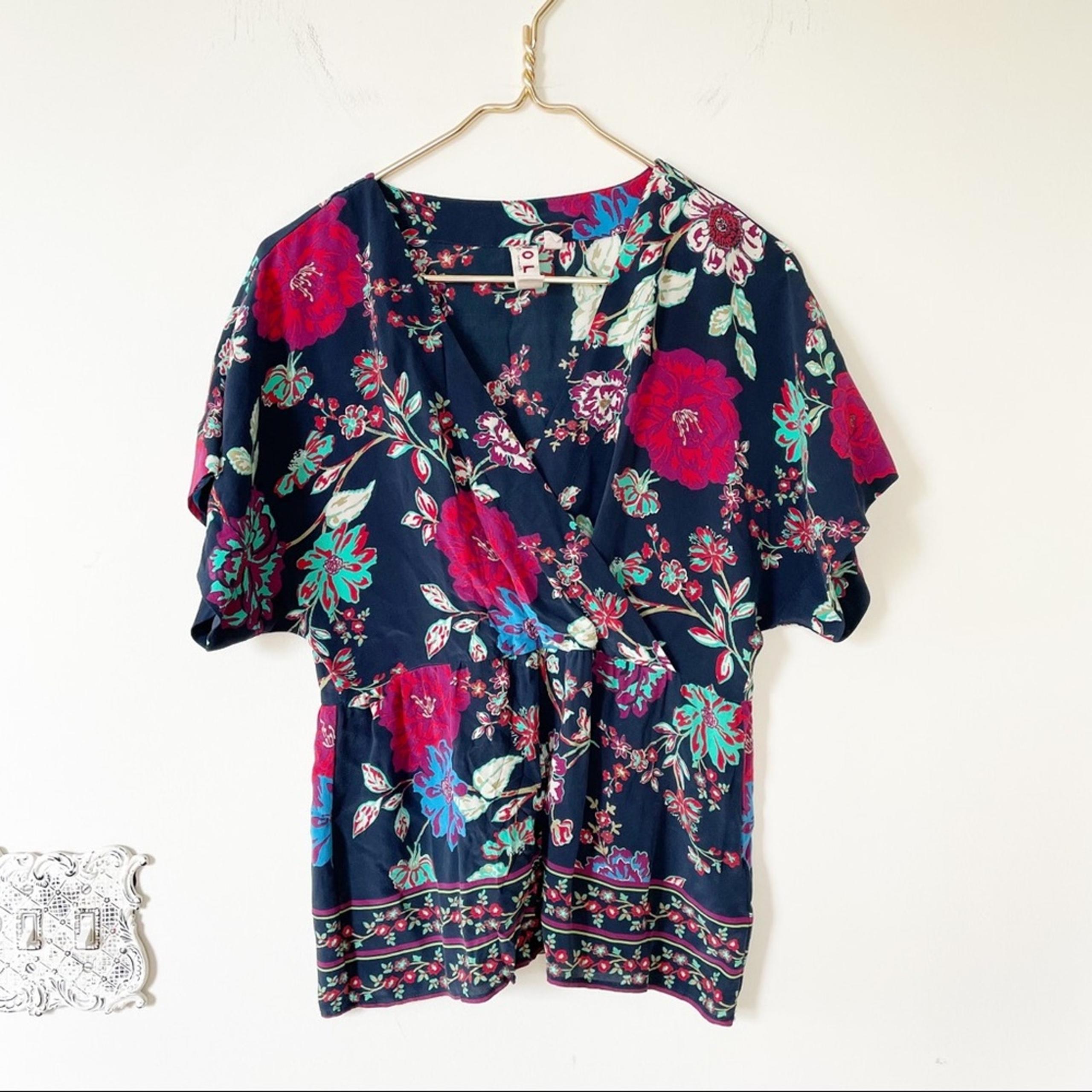 Anthropologie Dolan Silk Floral Faux Wrap Top XS