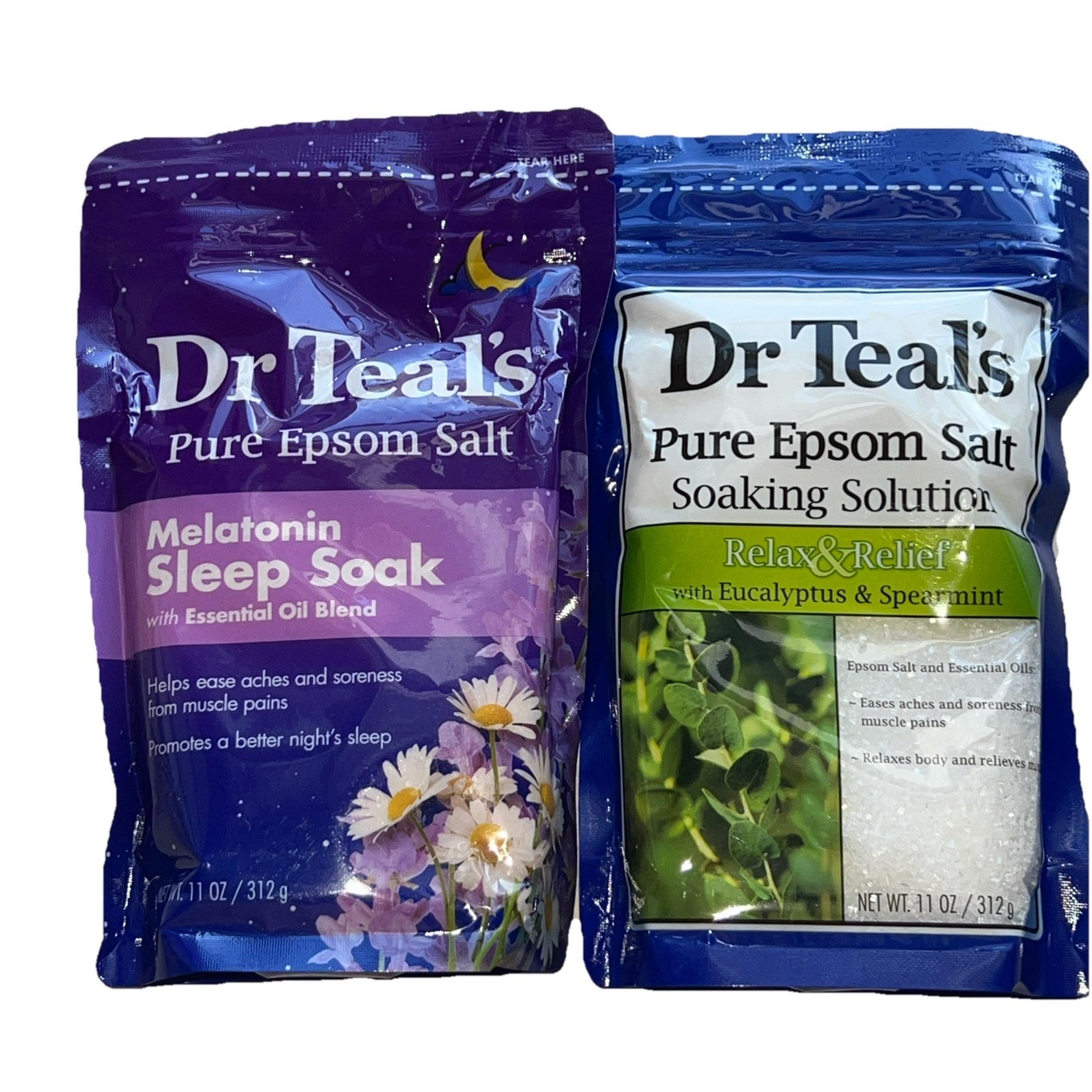 Set Of 2 Dr Teal's Pure Epsom Salt Melatonin Sleep Soak Relax And Relief 11 Oz