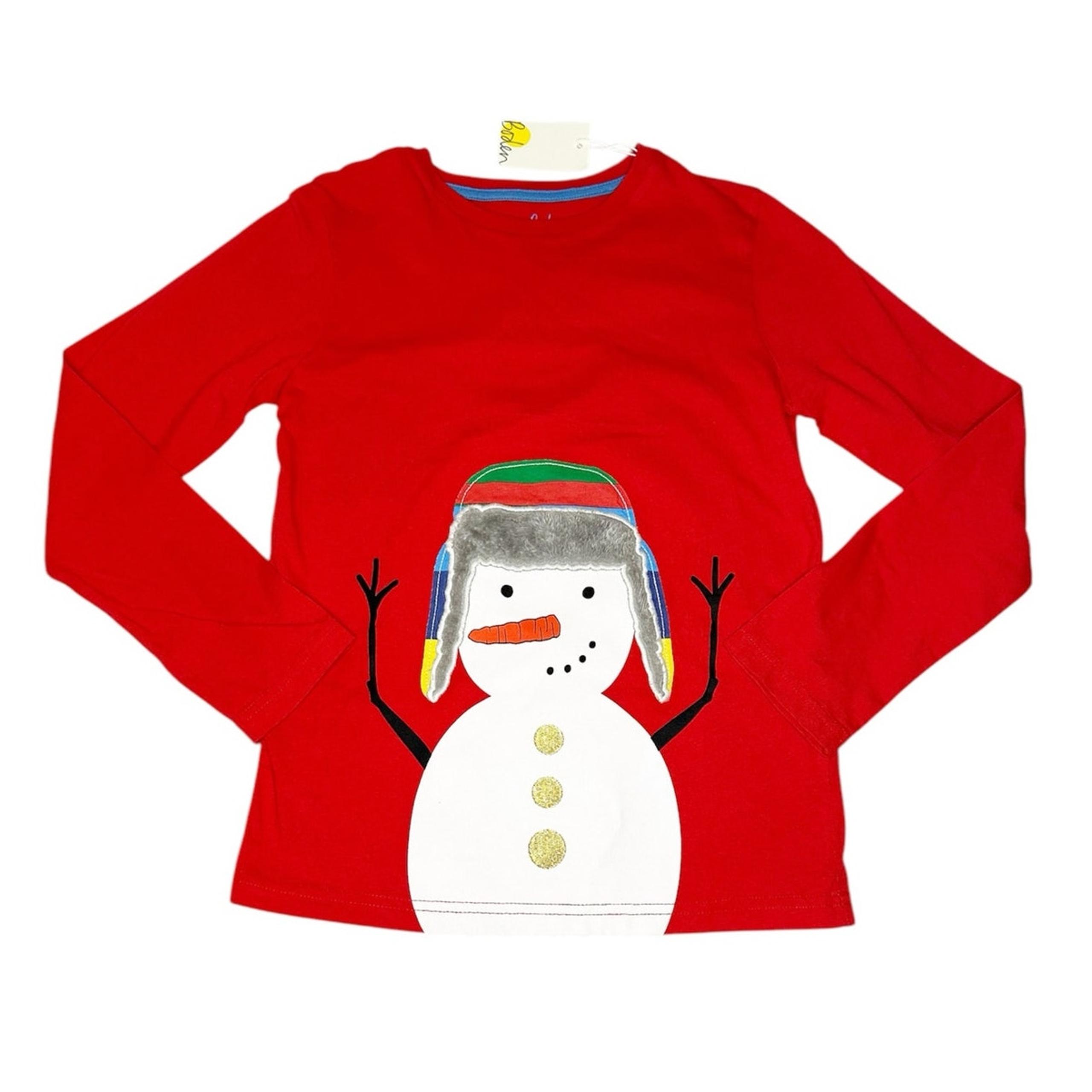 NWT Mini Boden Snowman Applique Shirt Size 9/10Y
