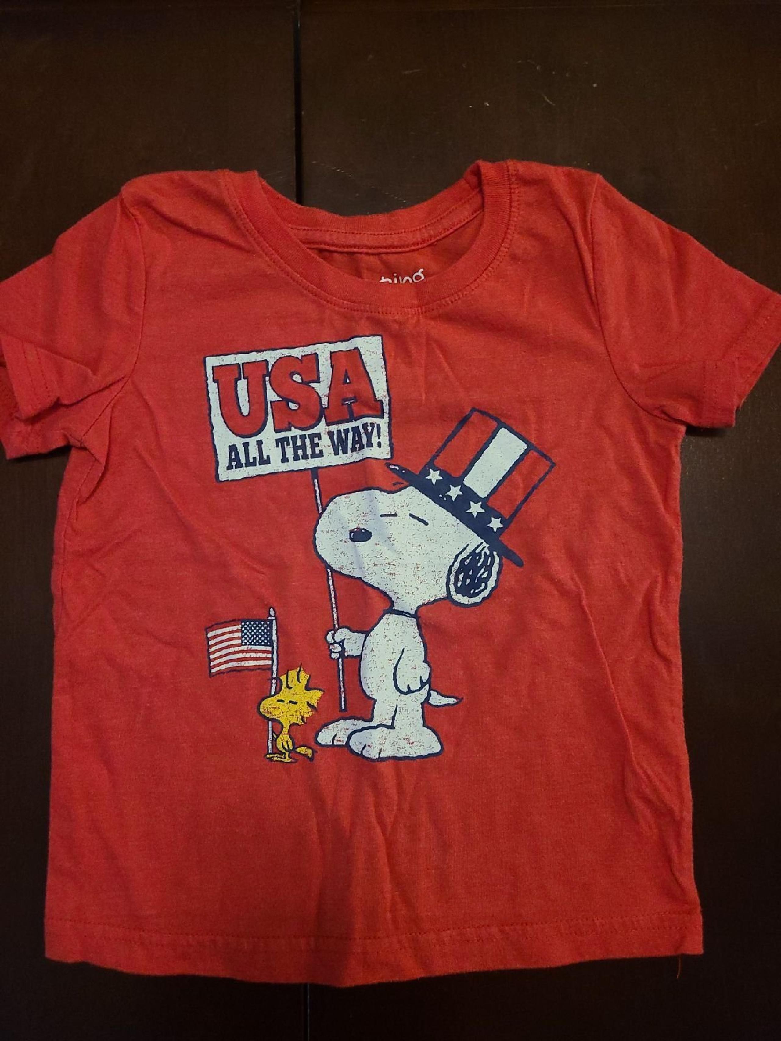 patriotic USA Snoopy Shirt size 5t - Jumping Beans