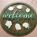 Welcome Round House Door Hanger Wooden Tulips Sign