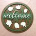 Welcome Round House Door Hanger Wooden Tulips Sign