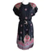 Vintage 70’s Liz Claiborne Black Bright Pavlovo Paisley Print Belted Dress SZ 10