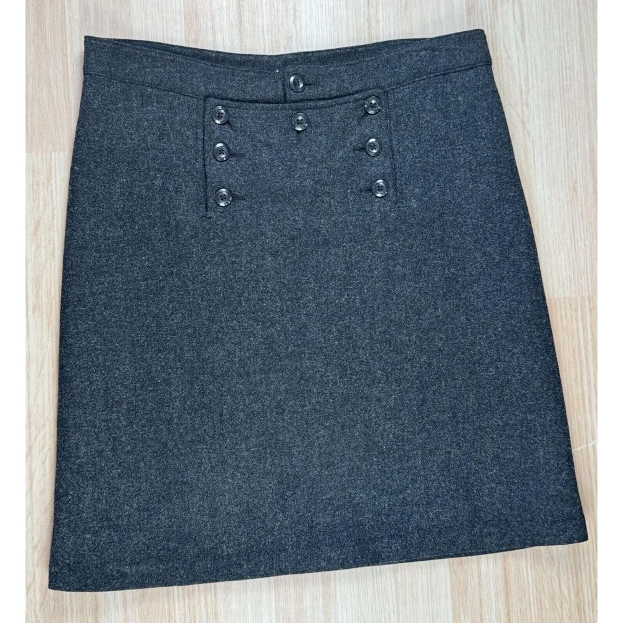 Skirt Womens Size 8 Gray Button Front Wool Blend Sailor Style Straight - Old Navy