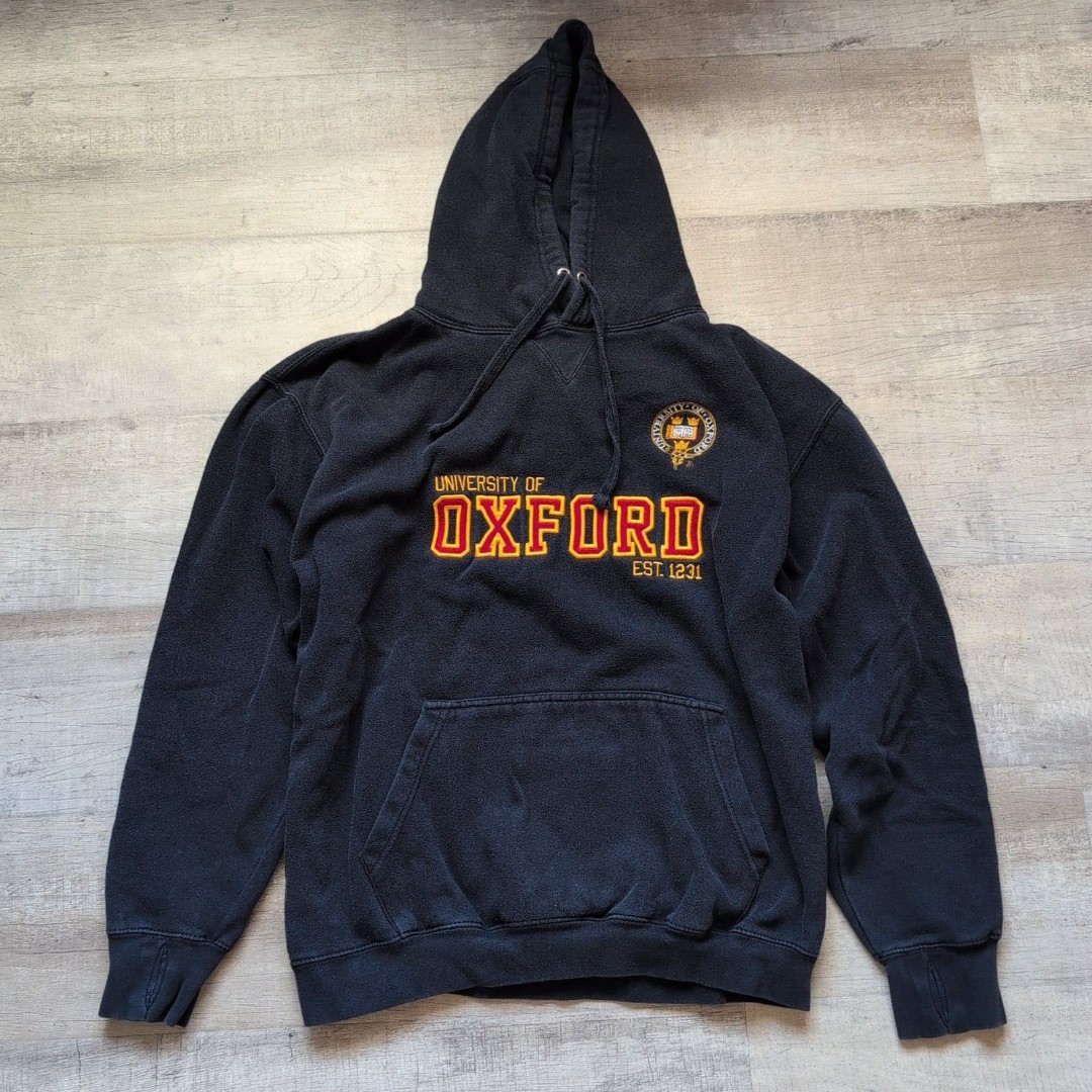 Oxford University Sz L Official Sweatshirt Hoodie Vintage Blue Navy Embroidery