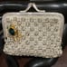 Vintage Glass Frog Coin Purse, Vintage Mini Rhinestone Kiss Lock Change Purse