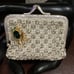 Vintage Glass Frog Coin Purse, Vintage Mini Rhinestone Kiss Lock Change Purse