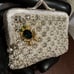 Vintage Glass Frog Coin Purse, Vintage Mini Rhinestone Kiss Lock Change Purse