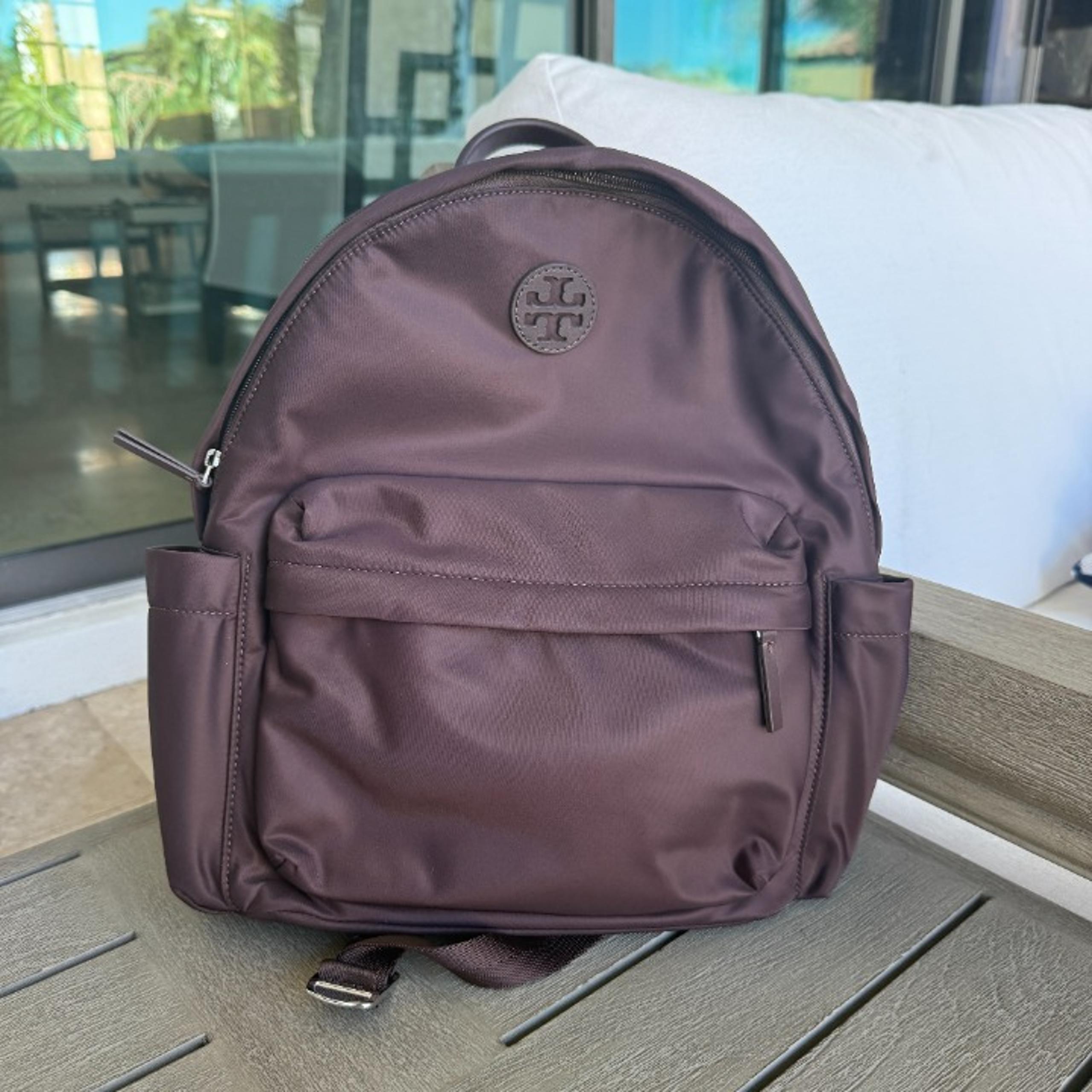 Tory Burch 88368 Ella Nylon Backpack Lightweight In TEMPRANILLO