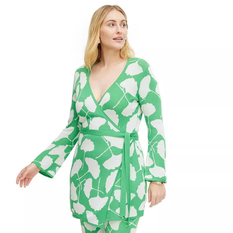 XXL Women's Long Sleeve V-Neck Ginkgo Green Sweater Wrap Top - DVF for Target