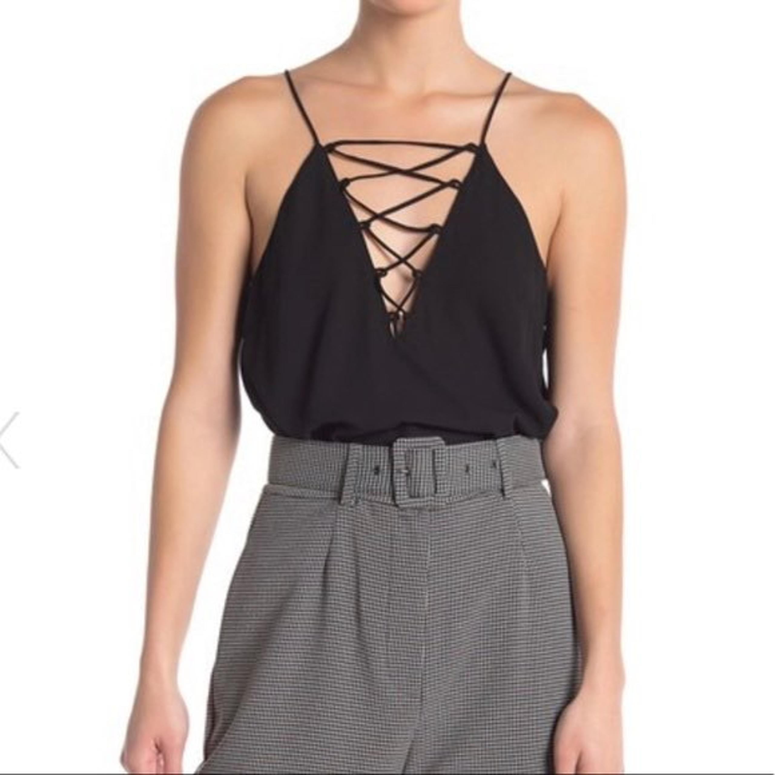 WAYF Sierra Lace-Up Black Cami Sz Small