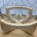 Vintage Dolphin Mid Century Modern Glass Salad Bowl With Teak Wood Stand