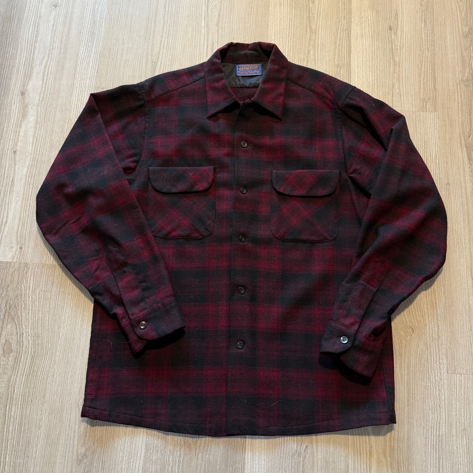 Men's Vintage Pendleton Woolen Wool Red Flannel Long Sleeve Board Shirt Medium