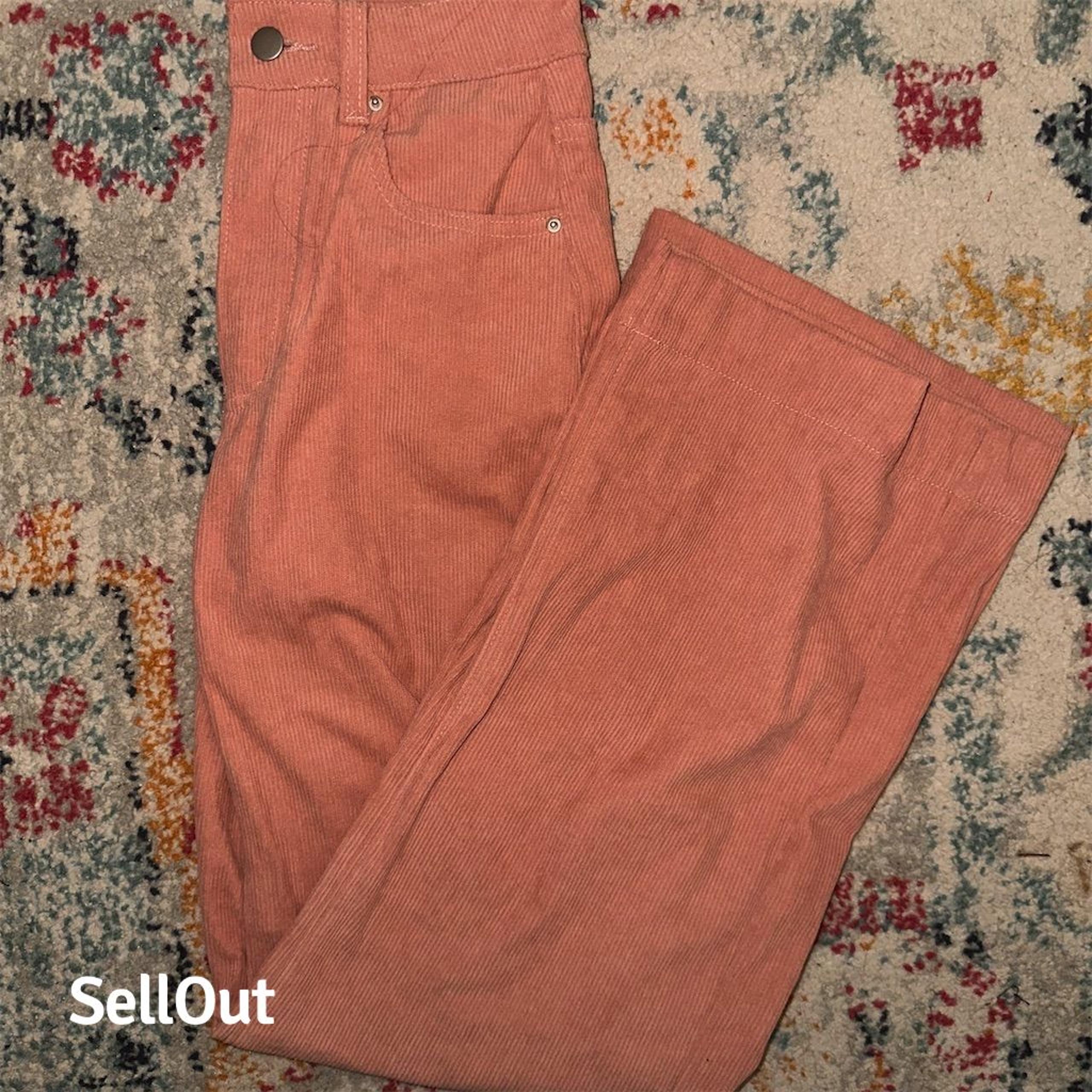 Shein Women's Flared High-Rise Corduroy Jeans Pink Size XS