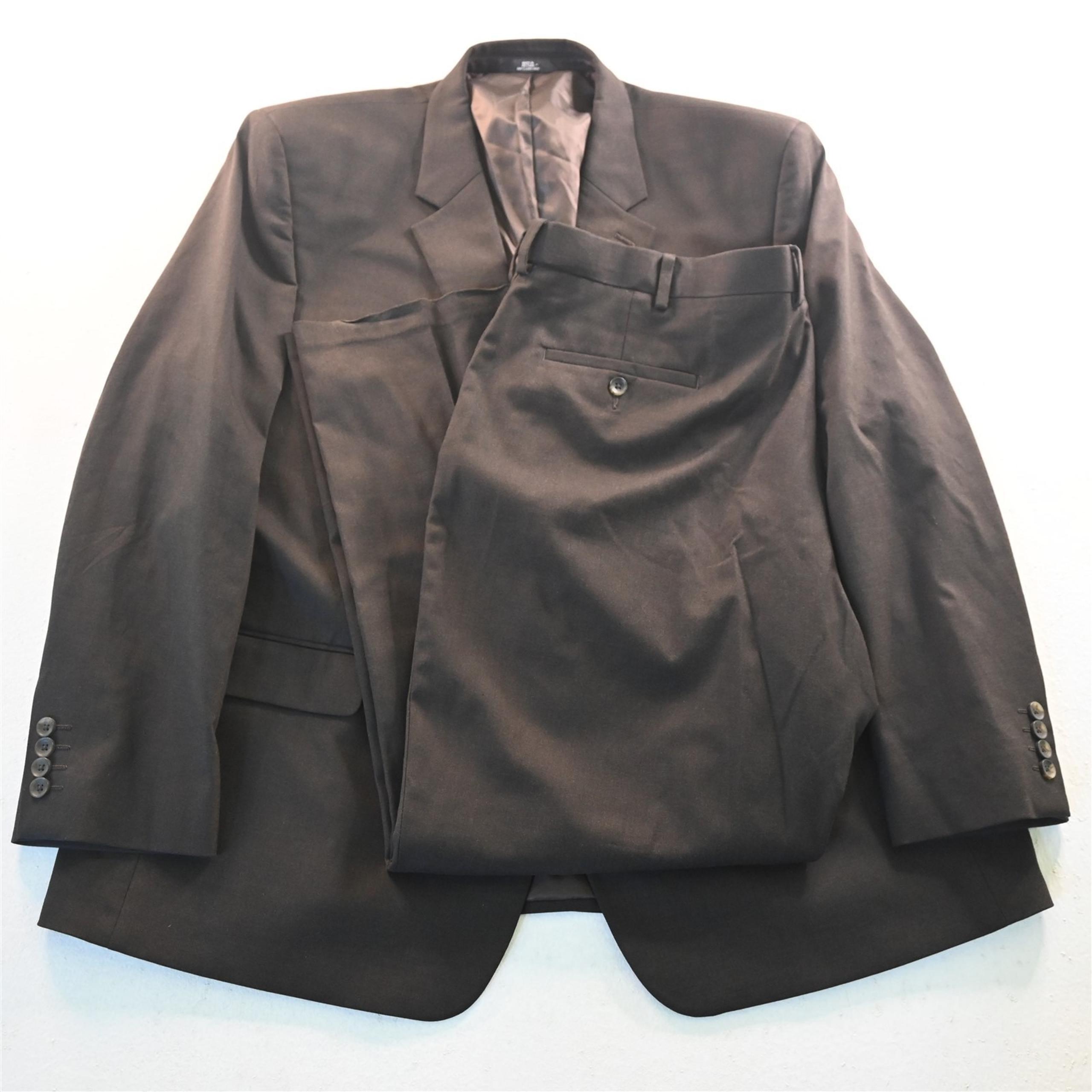 Haggar 52R 42x30 Brown Classic Fit Expander Waist Mens Jacket Pants Suit