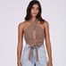 Charlie Holiday Lagoon Print Keyhole Halter Top Size 6