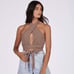 Charlie Holiday Lagoon Print Keyhole Halter Top Size 6