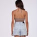 Charlie Holiday Lagoon Print Keyhole Halter Top Size 6