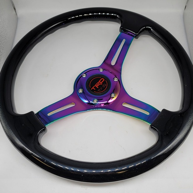 BRAND NEW 350MM 14 Universal TRD ABS Racing Steering Wheel Black With Neo Spoke