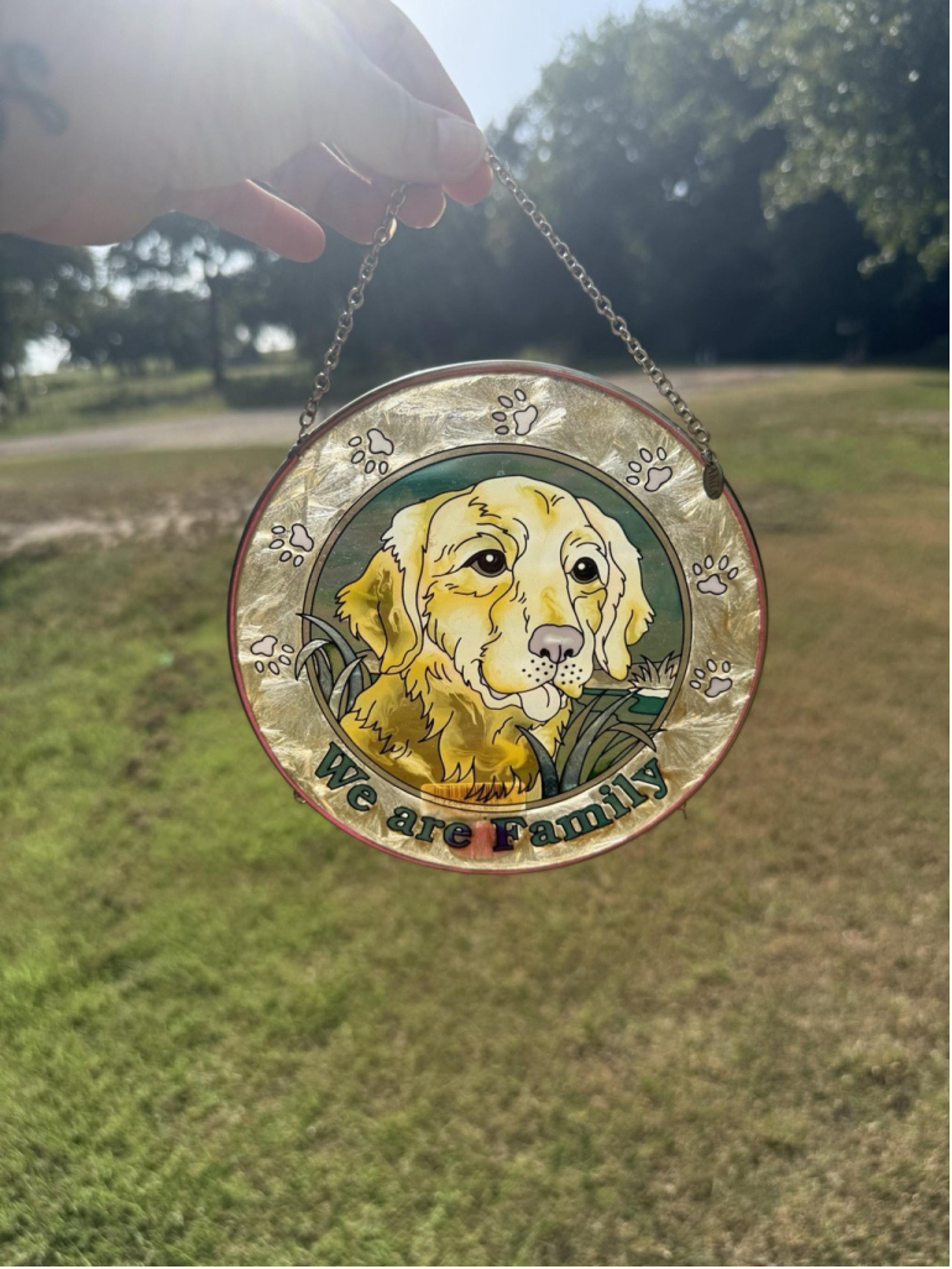 Golden Retriever “We Are Family” Stained Glass Design Sun Catcher - AMIA
