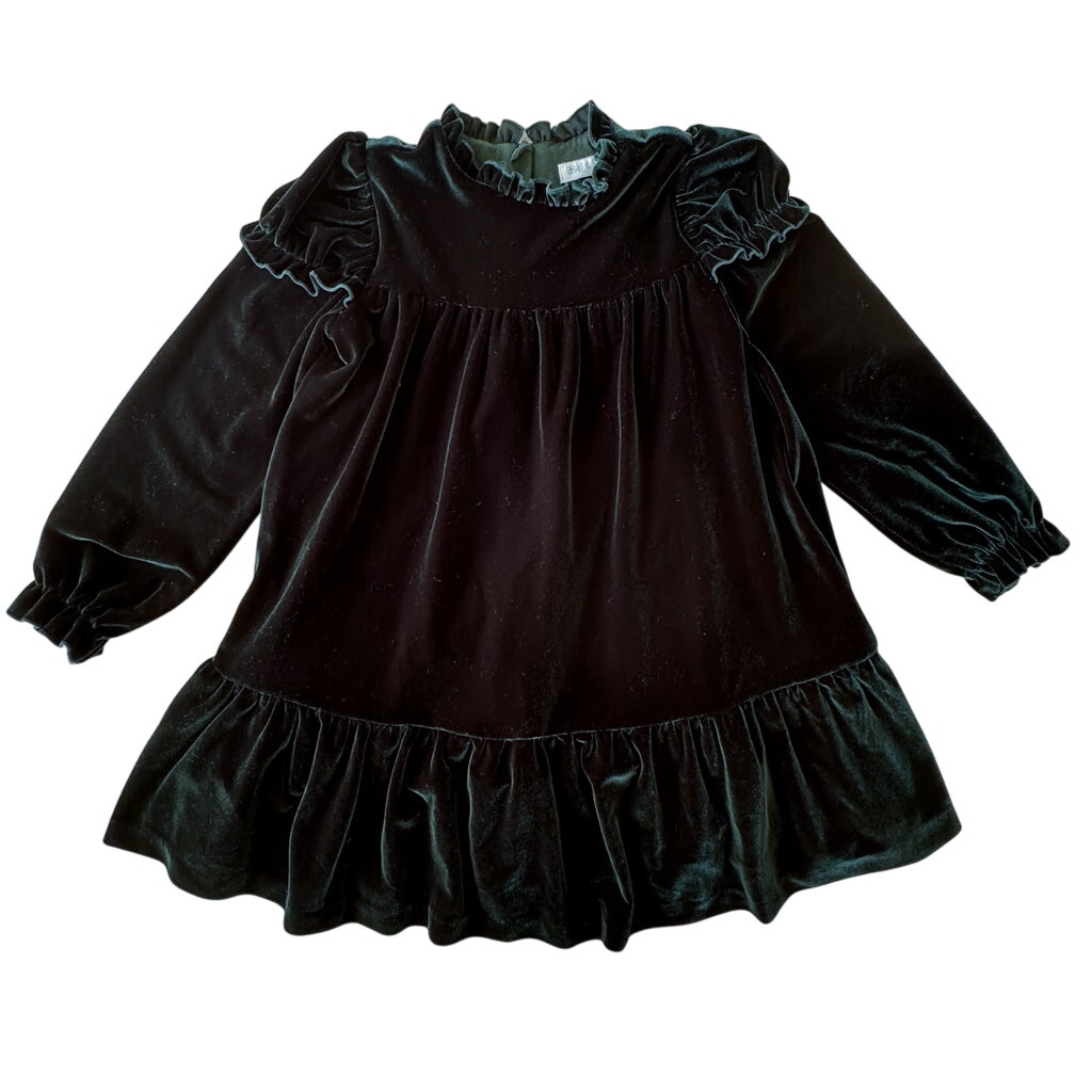 Abel & Lula Girl's Dark Green Velvet Party Dress EUC 6