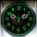 Black Cat Lounge Living Room Glow In The Dark Wall Clock New!