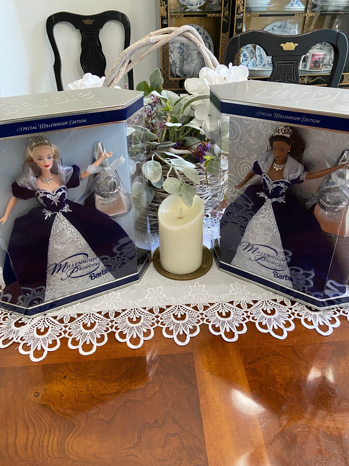 Lot of 2 Special Edition Millennium Princess Barbies 2000