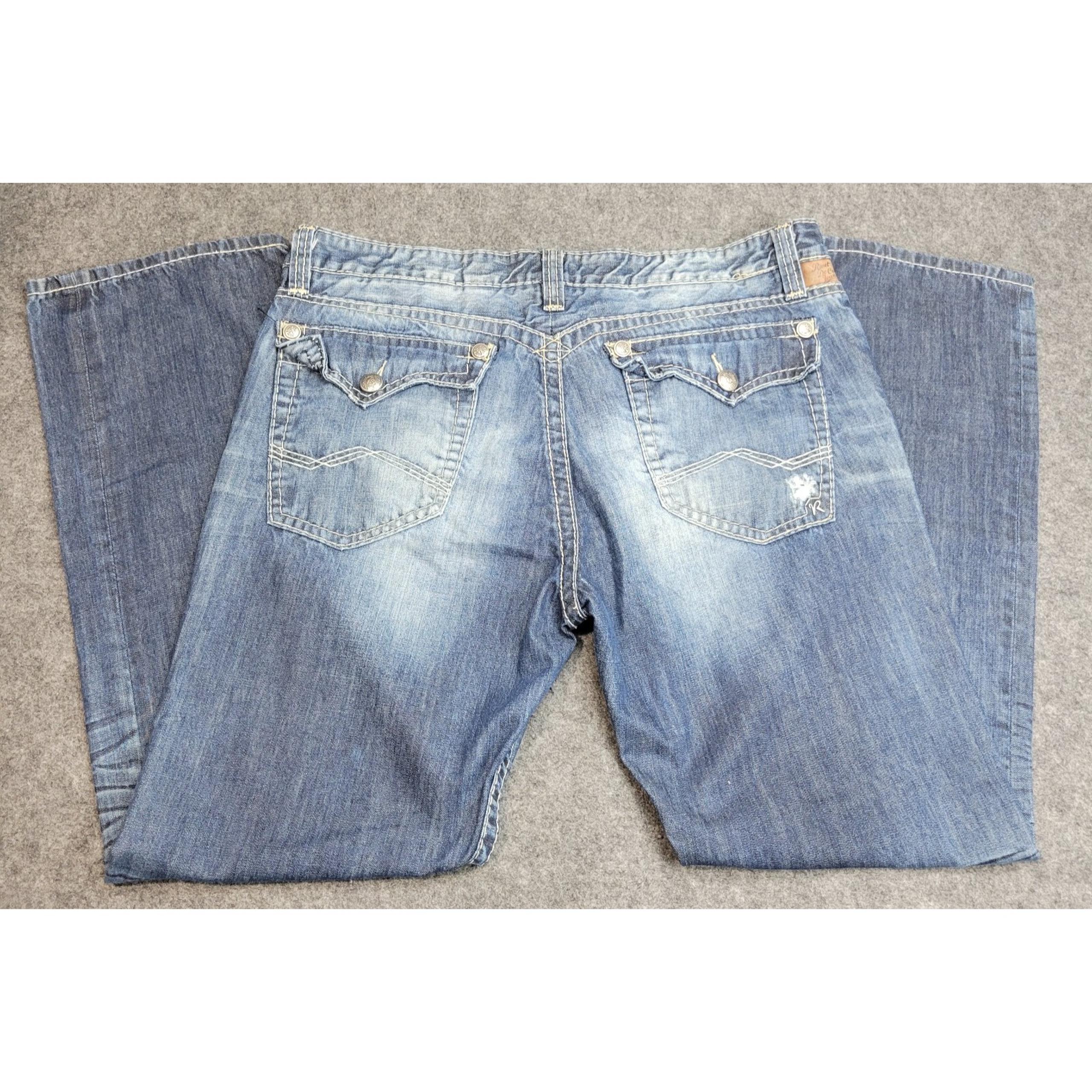 Rivet De Cru Jeans Mens 40 Blue Distressed Straight Leg Y2K Streetwear USA Style