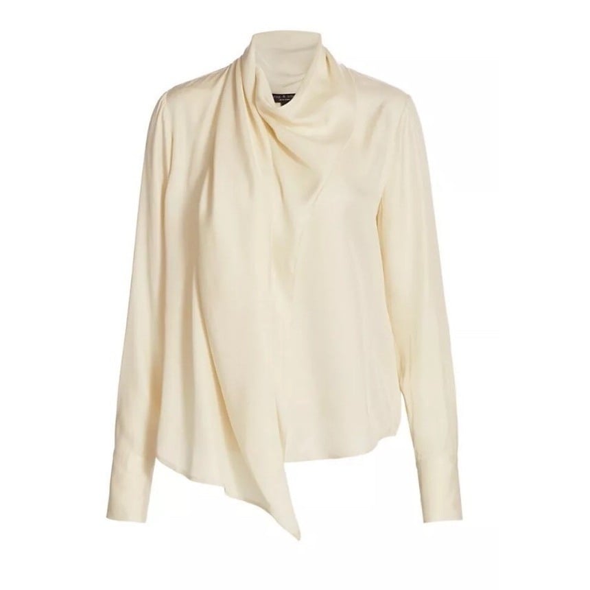 Rag & Bone Women's Halle Top In Ivory Women's Size Medium Silk Blend Beautiful