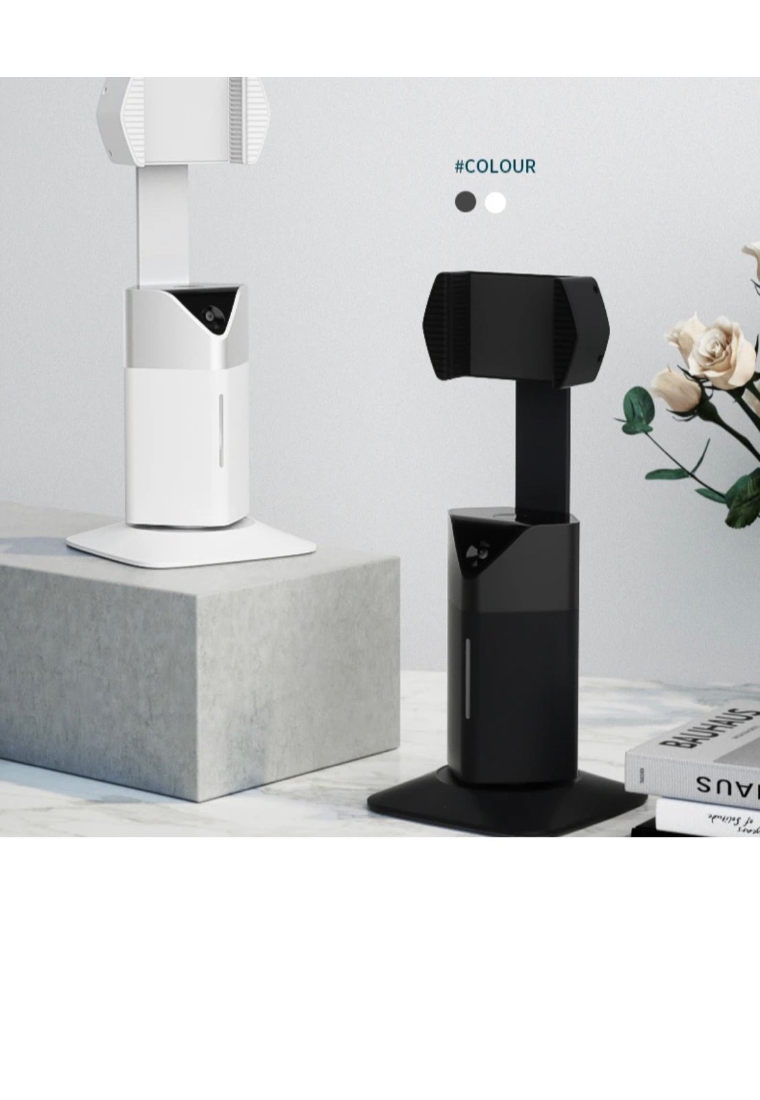 Universal 360 rotation face tracking smartphone holder