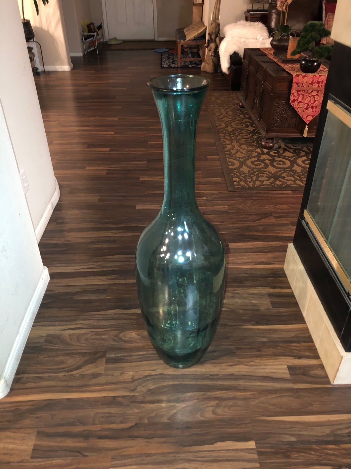 Giant Turquoise Glass Vase 3 FT
