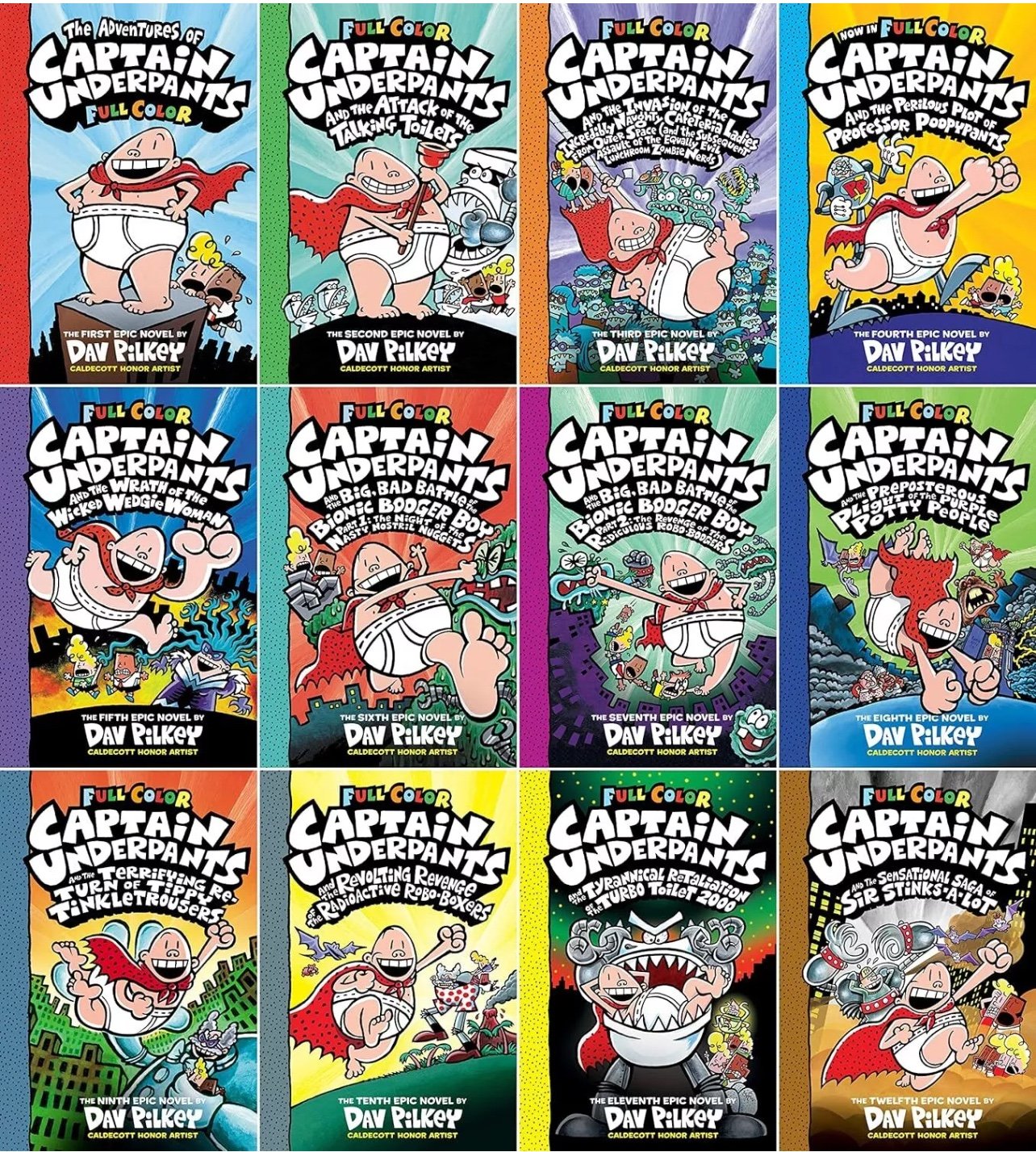 Captain Underpants Books 1-12 Complete FULL COLOR Collection Hardcover