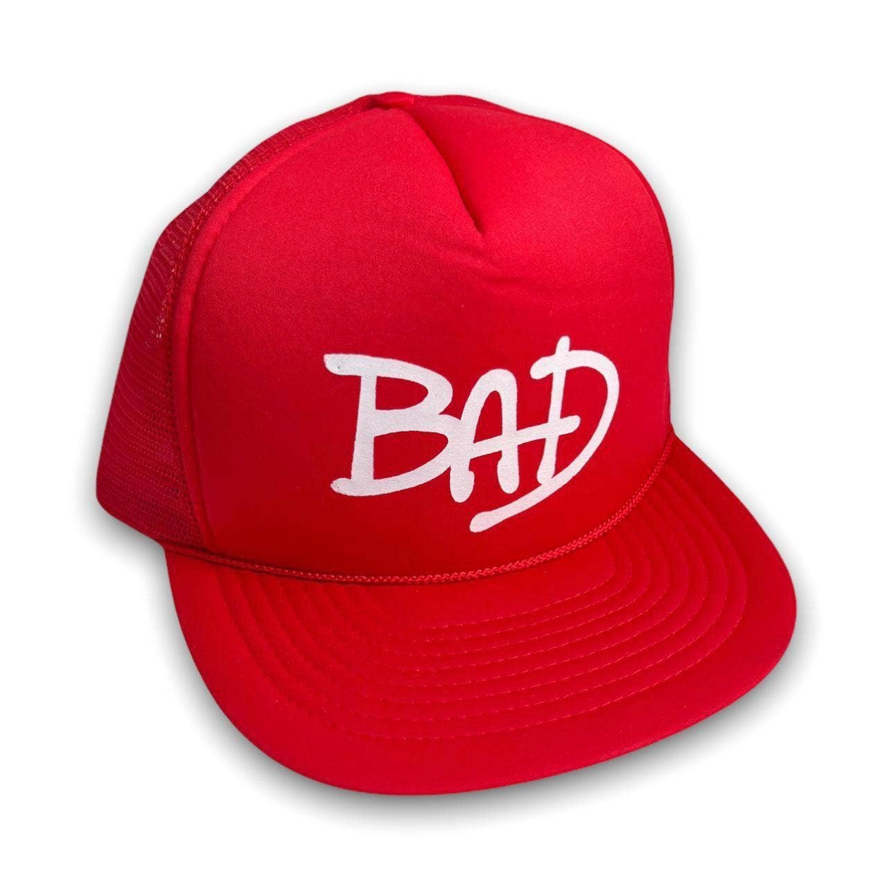 80s Michael Jackson “BAD” Snapback Hat Album Tour Promo Red Mesh Vintage 80s Michael Jackson “BAD” Snapback Hat Album Tour Promo Red Mesh Vintage