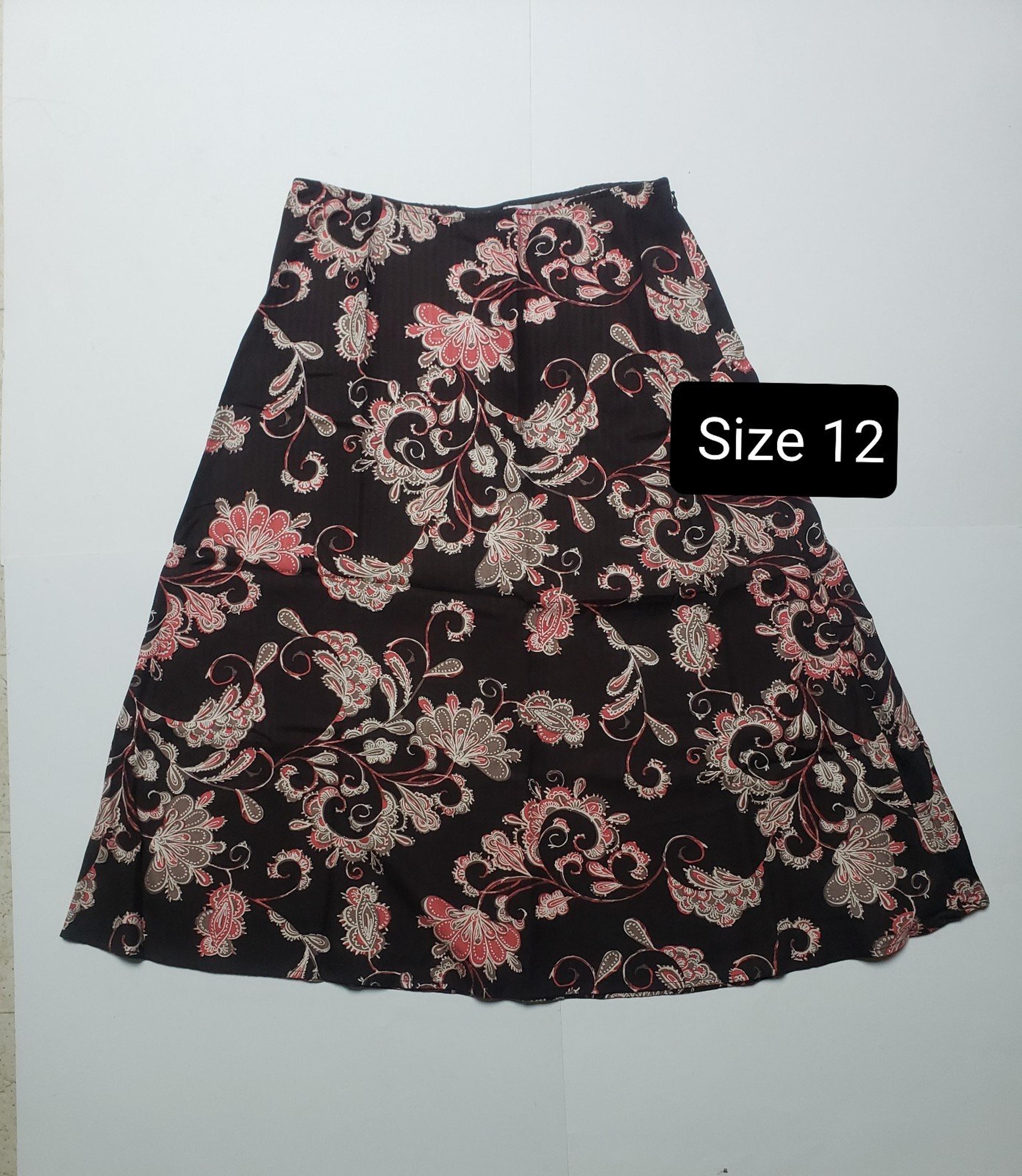 Croft & Barrow Women's Fashion Long Skirt A Line Brown Floral Sz 12 New