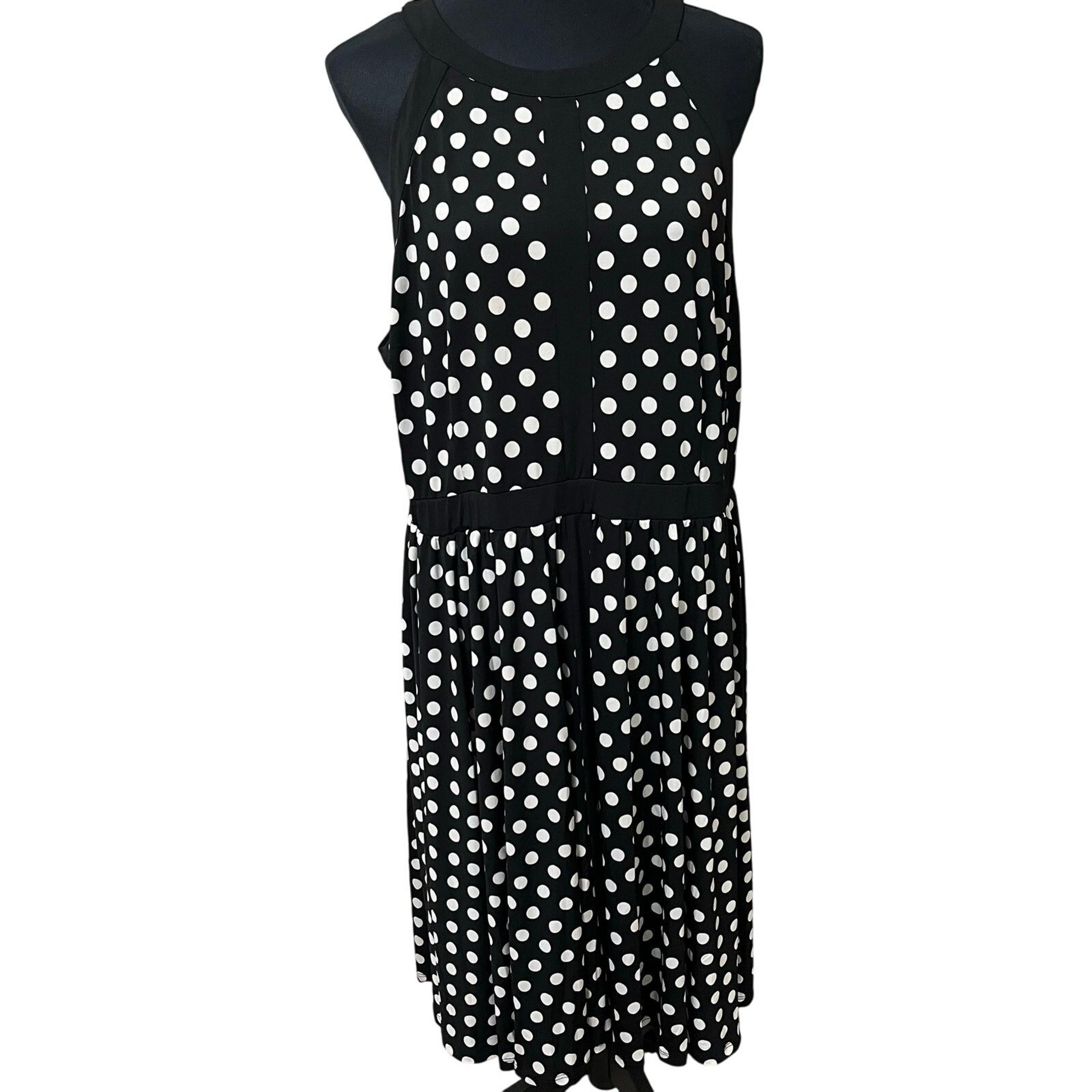 Torrid Women’s Dress Sz 2(2X)Black/White Polka Dot Sleeveless Elastic Waist