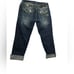 Miss Me Dark Wash Denim Cropped Jeans Embellished Size 25 inseam 23