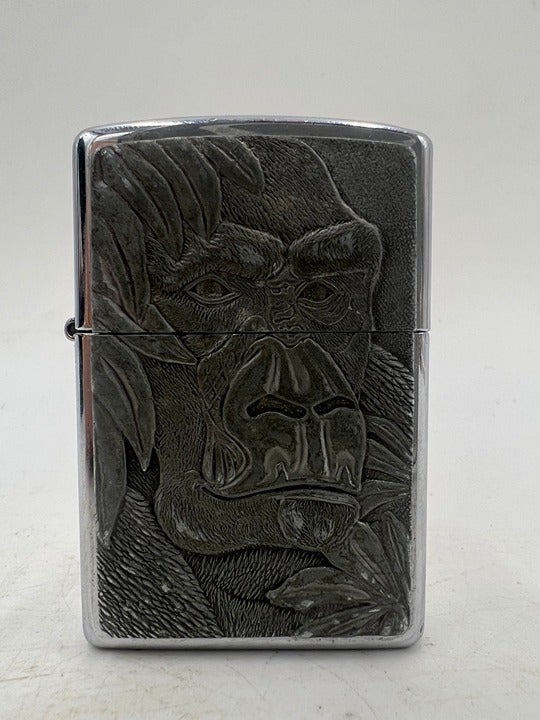 VTG 1995 Zippo Barrett-Smythe Endangered Animals Engraved Gorilla Pewter Lighter