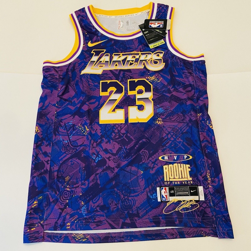 Nike LeBron James Jersey Los Angeles Lakers LA #23 Auntentic SEWN Men's Large 48