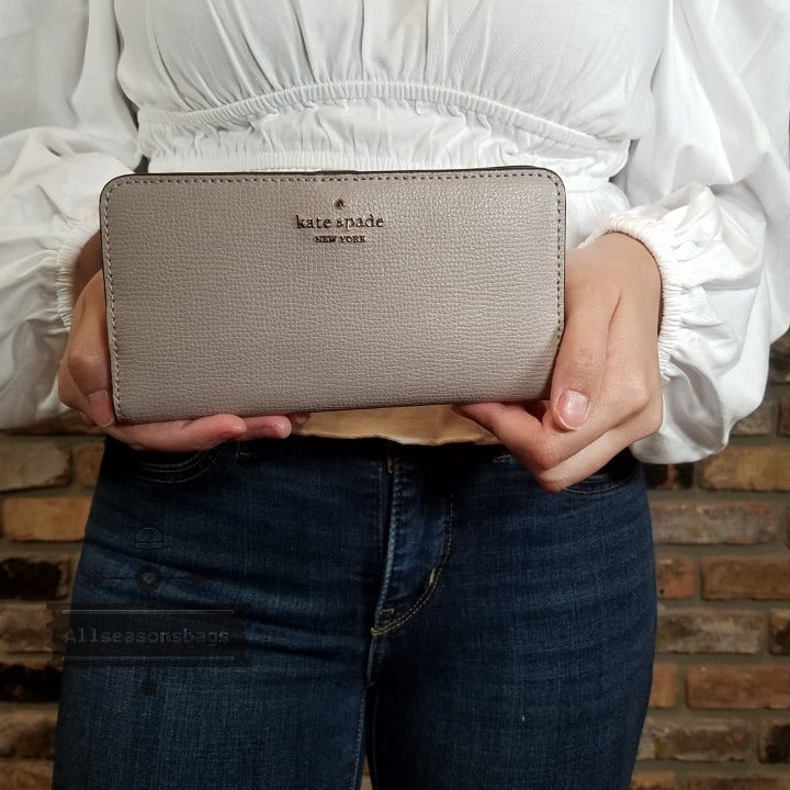 KATE SPADE DARCY LARGE SLIM BIFOLD WALLET WARM TAUPE STYLE #WLR00545