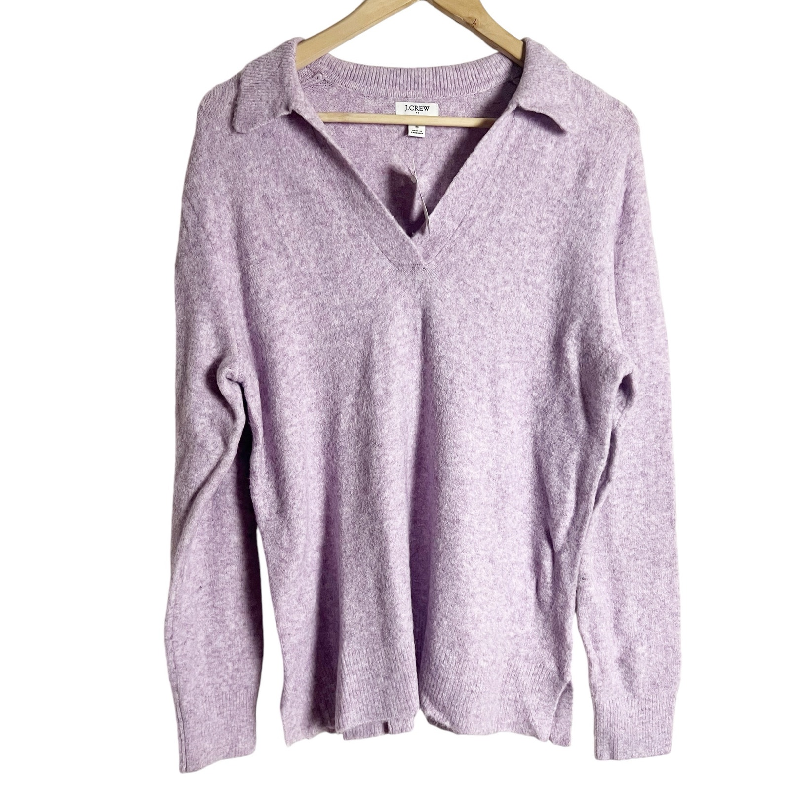 J.Crew Purple Long Sleeve Collared Sweater Polo in Extra Soft Yarn Size Small