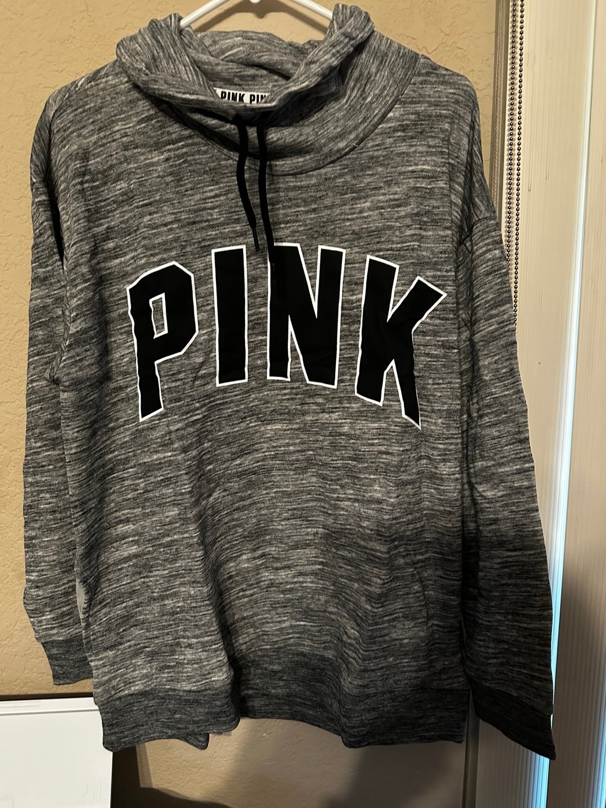 New VS PINK Marl gray cowl neck sweatshirt size Medium